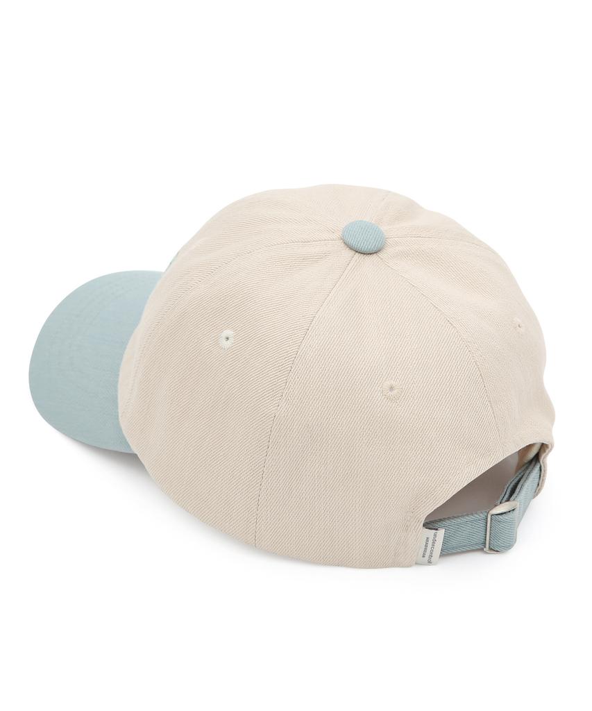 Eondeokeonteulol Four Seasons Washed Cotton Color Block Soft Top Logo Ball Cap Unisex Baseball Cap Floral Script / Washed B B / Sky