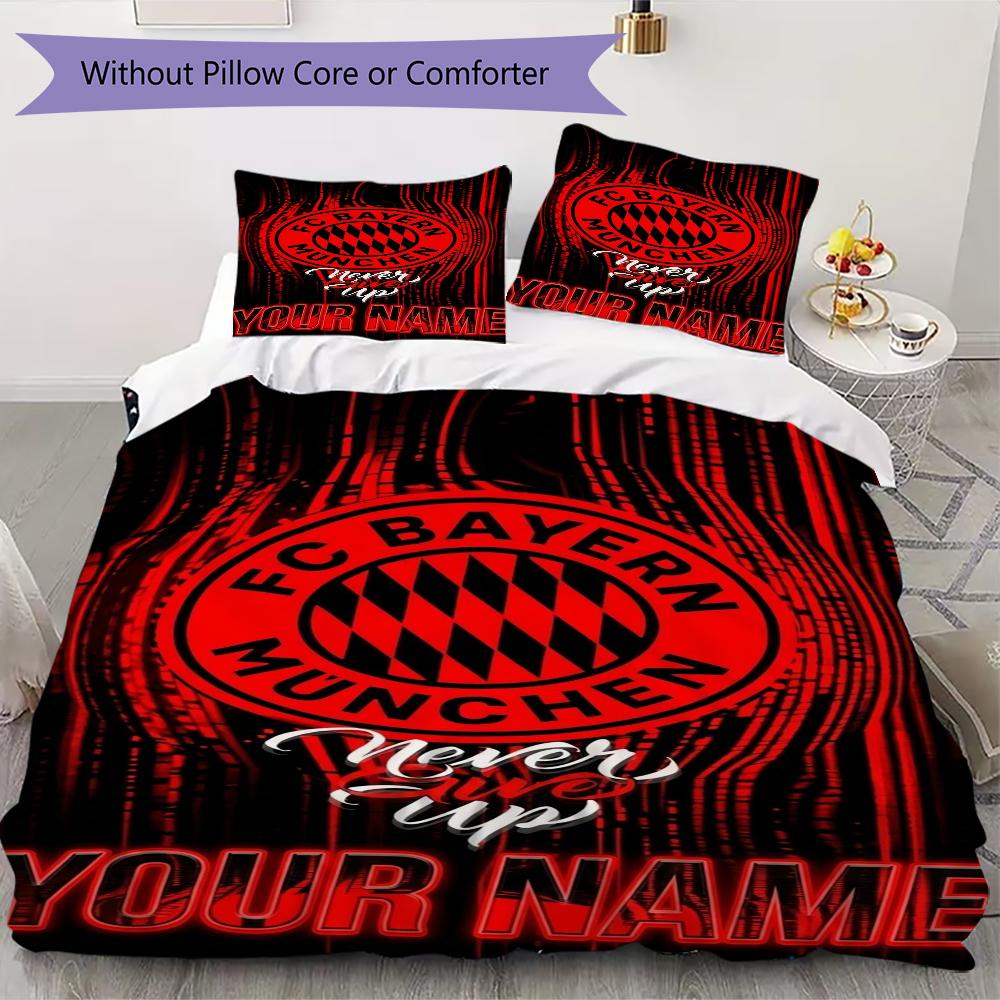 Custom Name Bayern Munich Pattern Bedding uilt Set uilt Cover Pillowcase Home Decoration Birthday Gift (1*duvet cover+2*pillowcase without core)