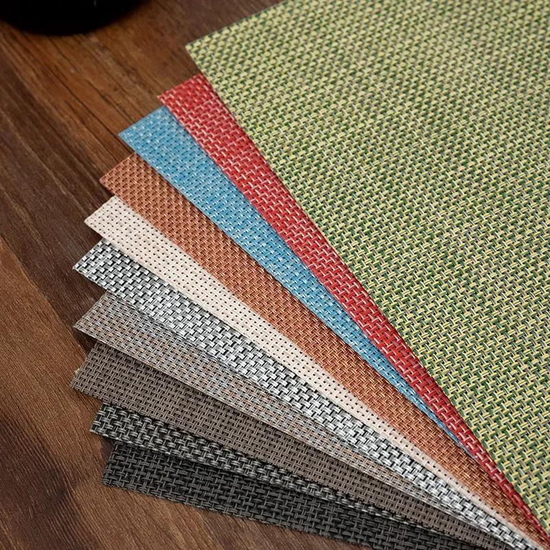 Place Mats Washable Easy To Clean Vinyl Dining Table Pads Durable PVC Weave Table Mats for Camp Party Hotel Home Decor