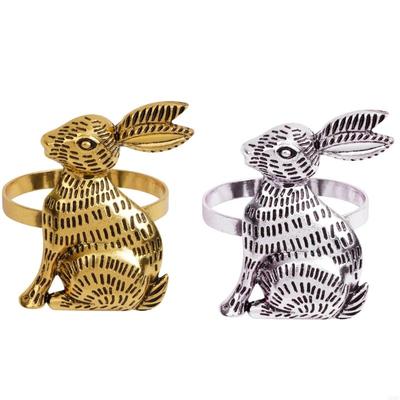 A0KF 12 pièces Boucles de Serviette Lapin Doré/Argenté Ajoutent du Charme aux Tables de Pâques et de Fêtes