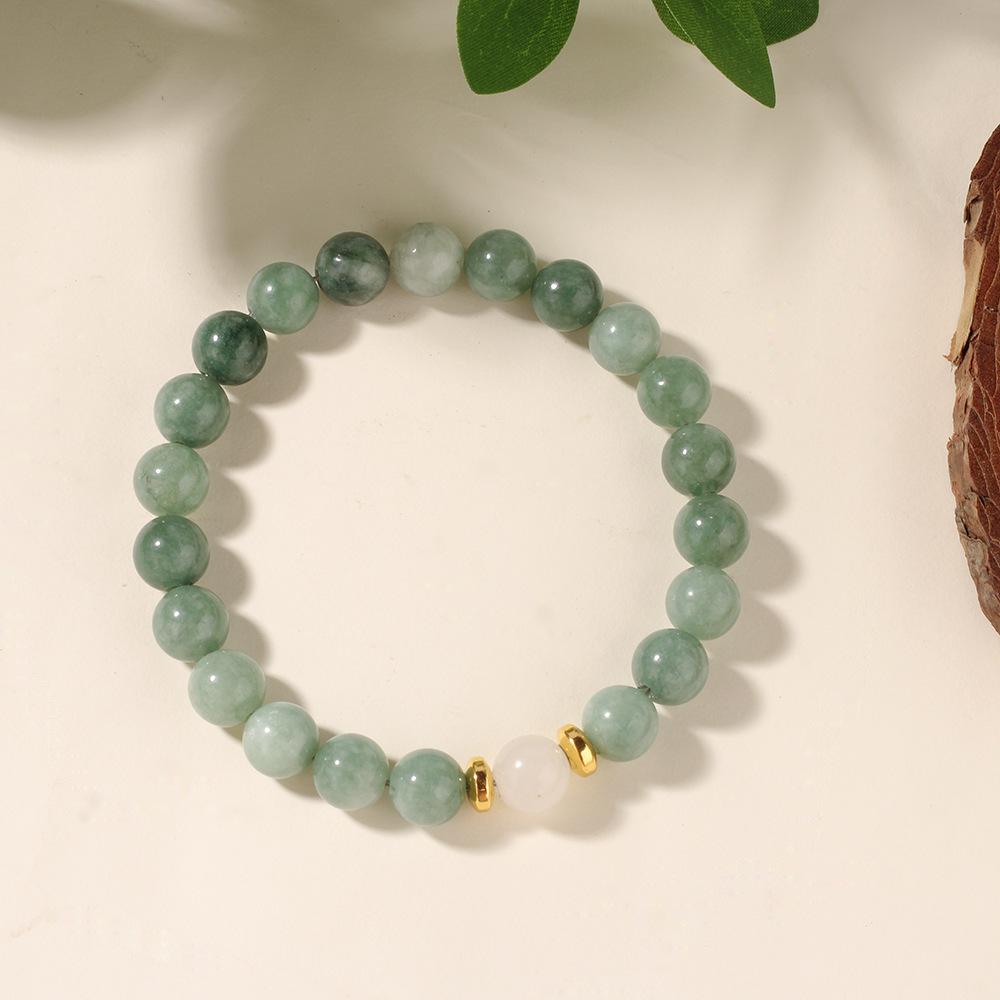 Festive Gifts Green Jade And White Jade Beaded Bracelet Serene Fashion Jewelry For Men And Women Daily Wear Simple Versatile Accessory