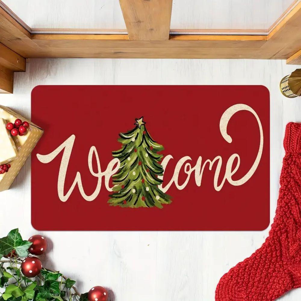 Christmas Welcome Doormat Living Room Decorative Area Floor Mat Indoor And Outdoor Entry Dirt Resistant Doormat