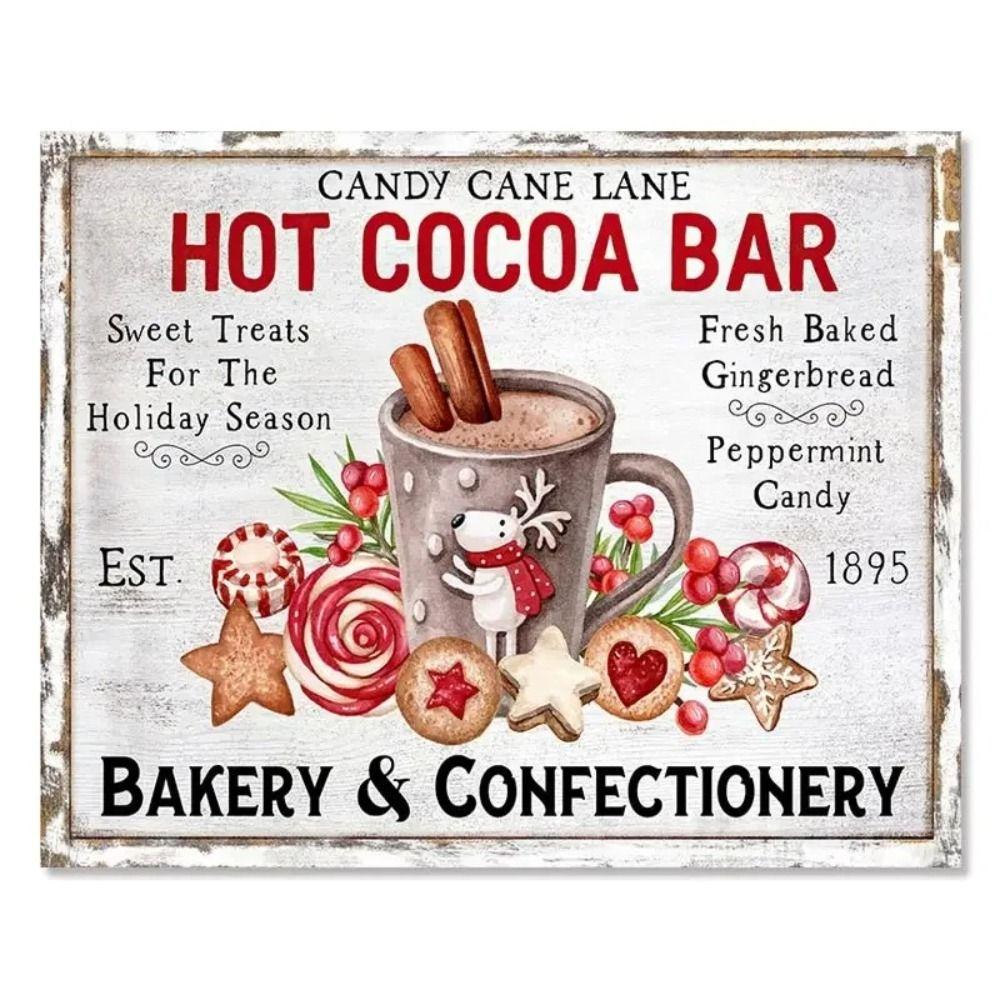 Vintage Christmas Metal Wall Decoration, Holiday Sticker Sign