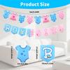 Boy or Girl Banner, Pre-Strung Neutral Gender Reveal Decorations Paper Baby Shower Garland with Blue & Pink Bodysuit Clothesline Decor for Pregnancy