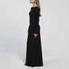 Women's Fall Long Sleeves Boat Neck Bodycon Maxi Dress Open Back Formal Dress Elegant Backless Evening Gown Party Long Dresses for Women