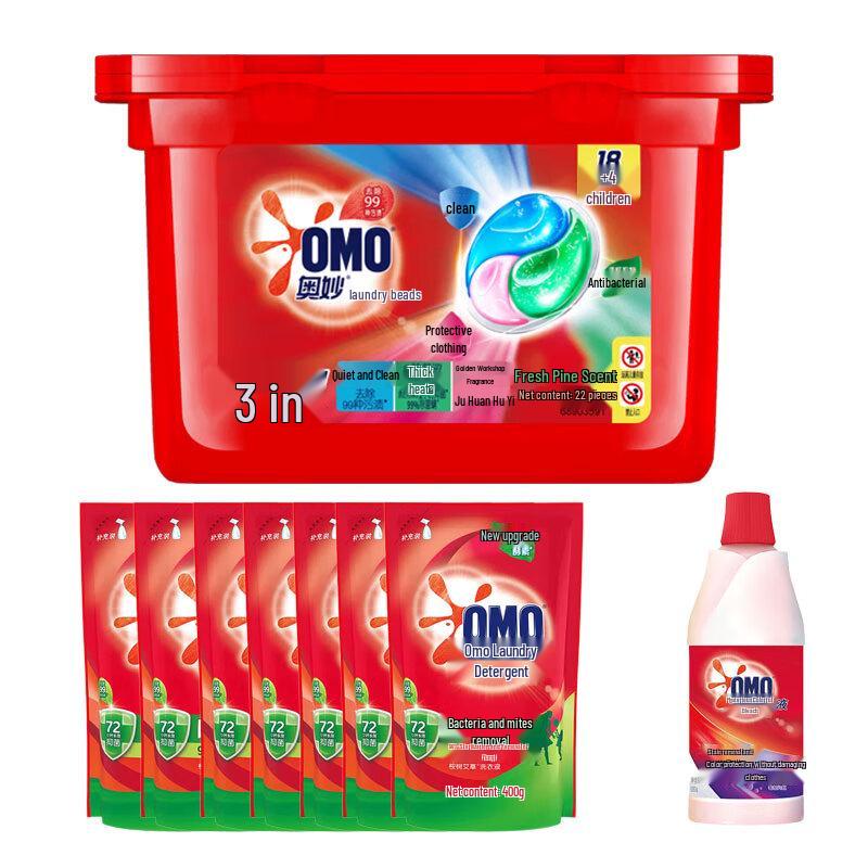 OMO Eucalyptus Fresh Laundry Pods, Detergent & Color Safe Bleach Bundle