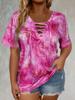 Top Casual da Donna a Manica Corta Tie Dye con Lacci e Scollo a V Taglie Forti