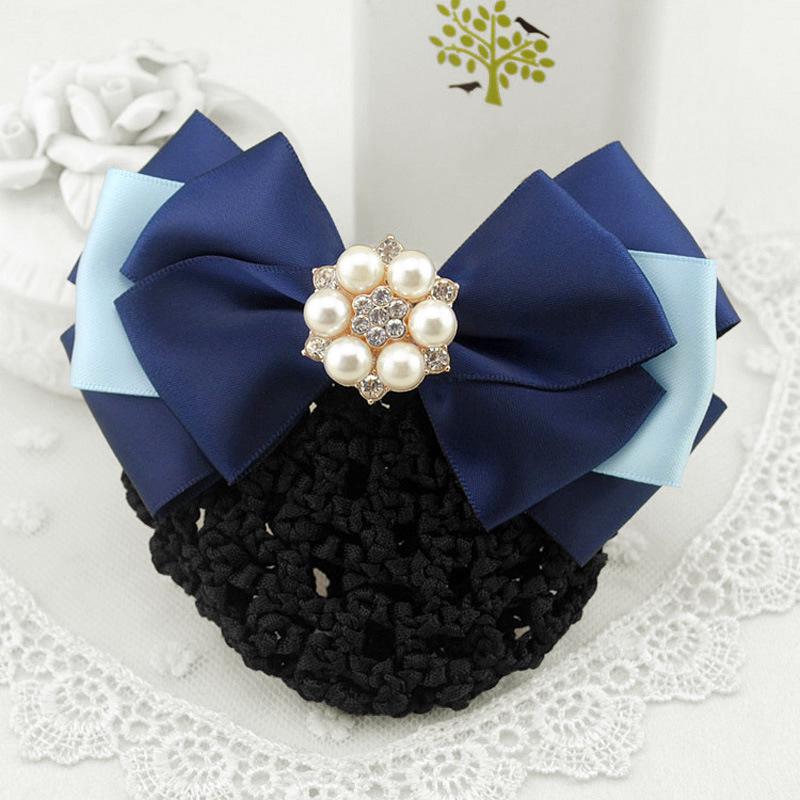 Women's Blue Flower Hair Net & Hairpin for Professionals