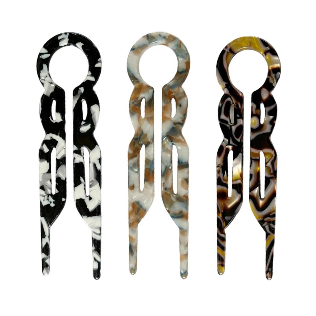 3Pcs Acetate U-shaped Hair Fork Lightweight Anti-slip Long Thick Hair Stick Updo Bun French Hair Pin Women Girls Hair Accessories