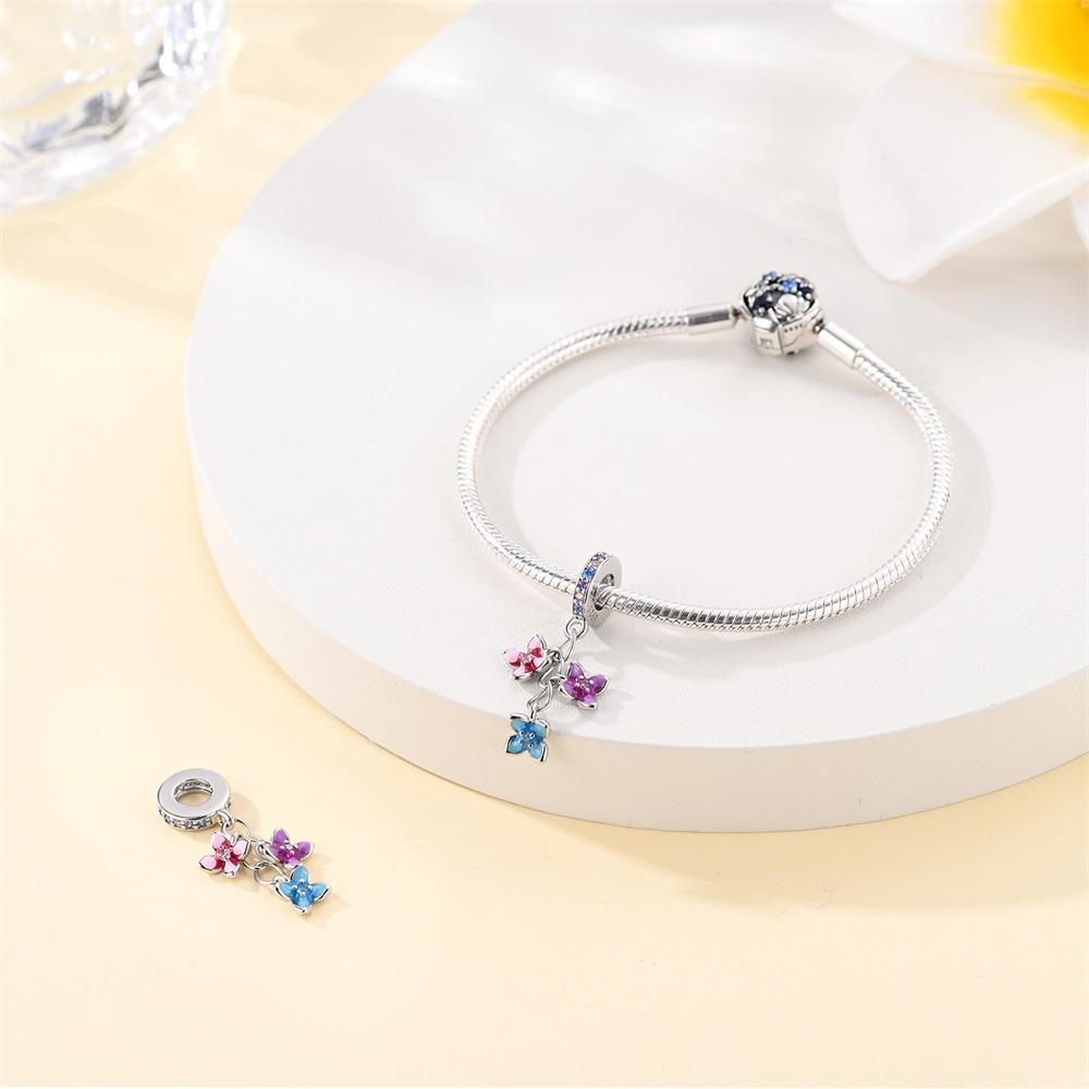 Authentic copper Charm Bead Charms Luxury Colorful Flowers Bead Charms Compatible With Bracelets Diy Women Making Delicate Gift