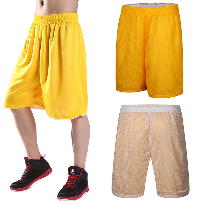 Men's Plus Size Breathable Double-Sided Basketball Shorts - Over-the-Knee, Loose Fit, Sweat-Absorbing, Trendy Sportswear.