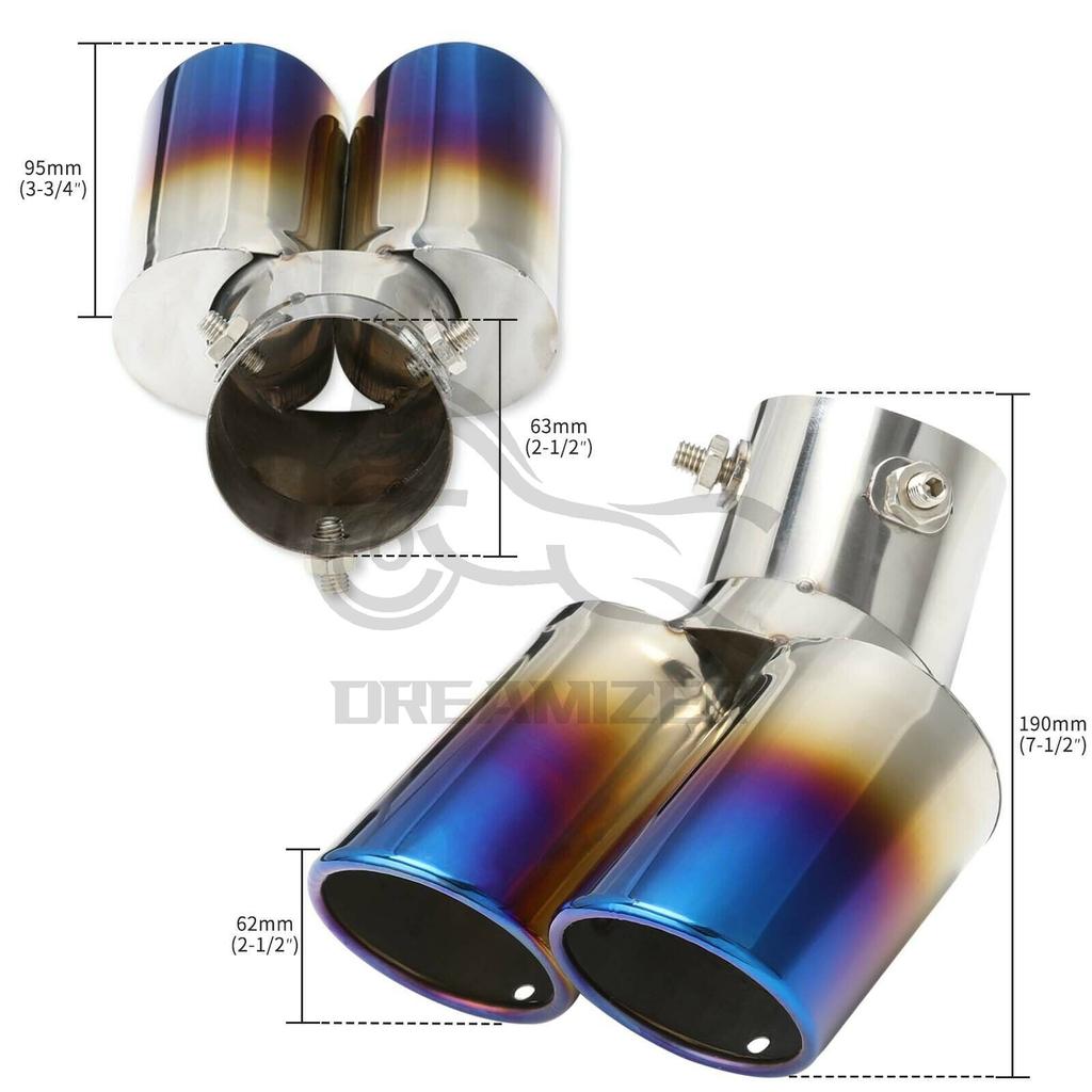 Universal 2" Rear Exhaust Pipe Tail Muffler Dual Tips Sport Auto Muffler Modified Car Exterior For Honda CR-V CRV HR-V Curved