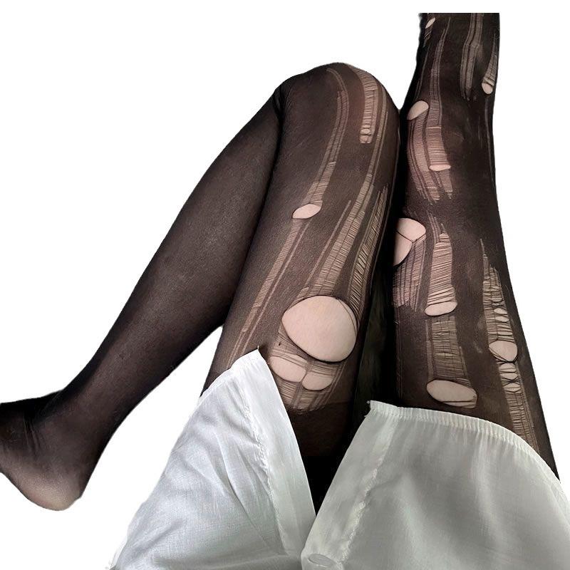 Sexy Ultra-Thin Hand-Tearable Black Stockings for Women