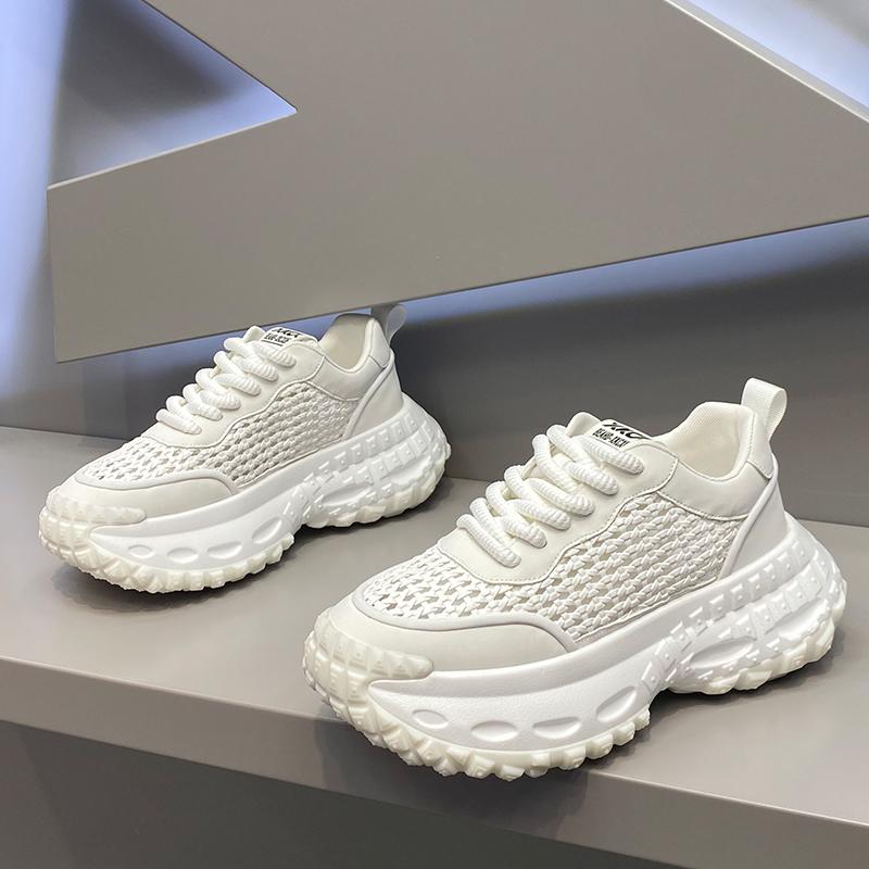 Fashion Luxury Designer Men's Breathable White Rhinestones Lace Up Platform Causal Shoes Male Flats Moccasins Sports Walking Sneakers