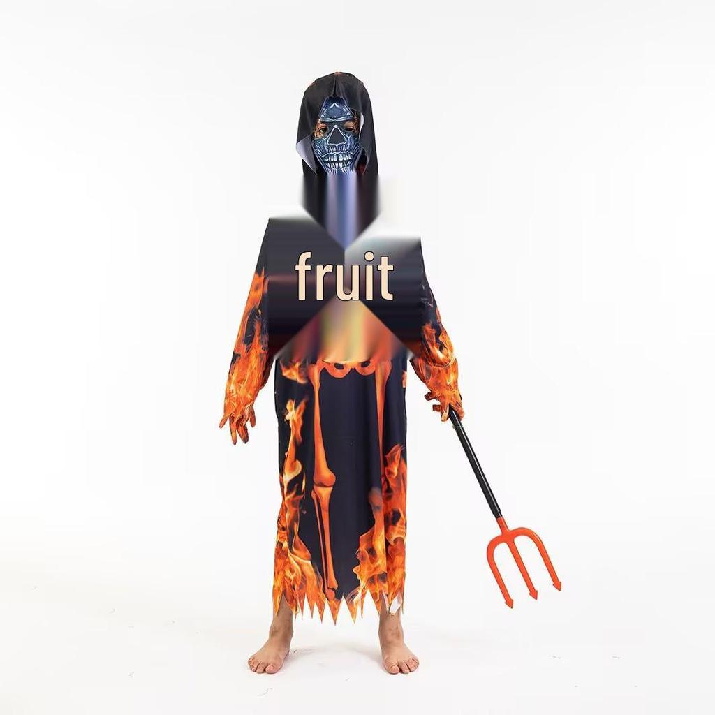 Halloween Flammen Dämon Kapuzenrobe - Eltern-Kind Skelett Cosplay Kostüm