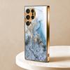 Gold-plated Tempered Glass Phone Case, Compatible Galaxy S26 S25 S24 S23 S22 Ultra Plus. Features a Blue Gold Ink-wash Design.