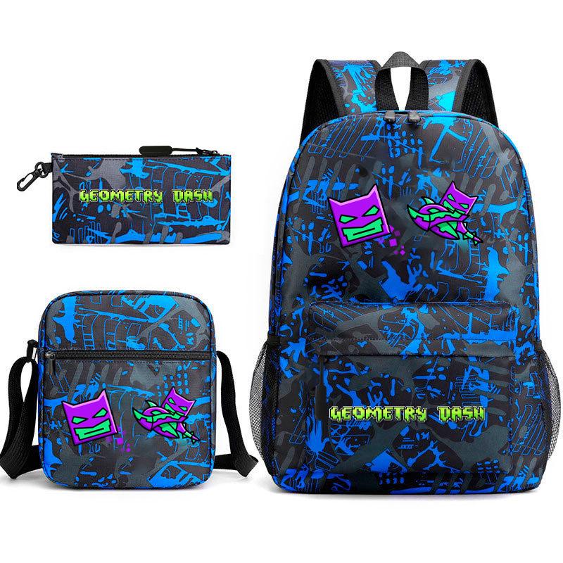 Geometry Sprint Game Backpack Geometry Dash Heat Transfer Backpack Elementary School Bag Leisure Bag