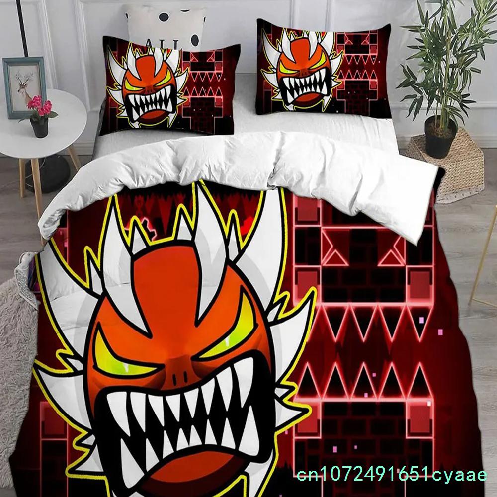 Geometry Dash Bedding Sets Comforter Quilt Bed Cover Duvet Cover Pillow Case 2-3 Pieces Sets Kids Adult Size