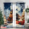 2pcs 2D flat printing Christmas Drapes Day Christmas Train Scene Fabric Without Electricity Party Decorations Perfect for