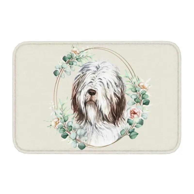 Custom West Highland White Terrier Dog In Floral Gold Wreath Doormat Non-Slip Entrance Door Floor Mat Garage Rug Carpet Footpad
