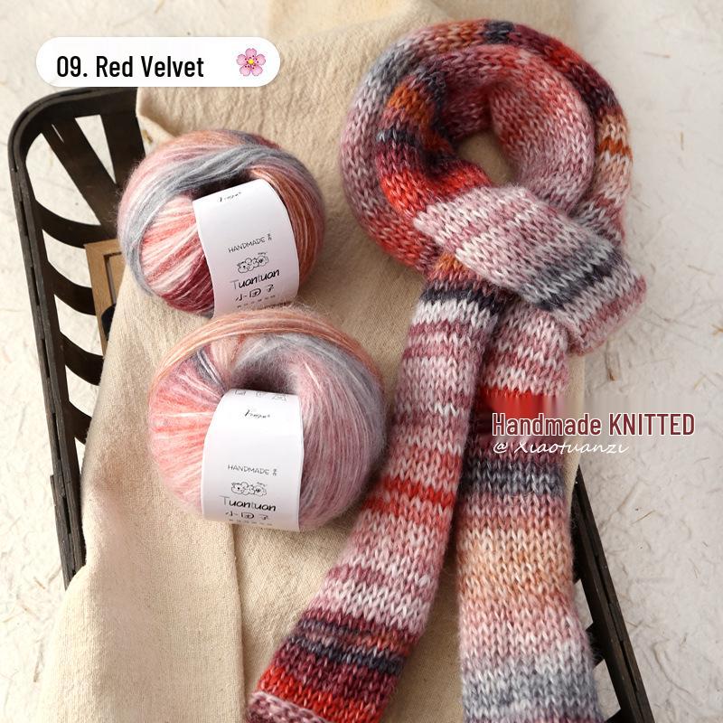 Silk Gradient Rainbow Mohair Yarn Pack for Hand-knitted Scarf/Shawl