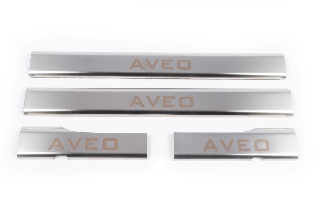 Door Sills Carmos V1 (4 Pcs, Stainless Steel) for Chevrolet Aveo T250 2005-2011