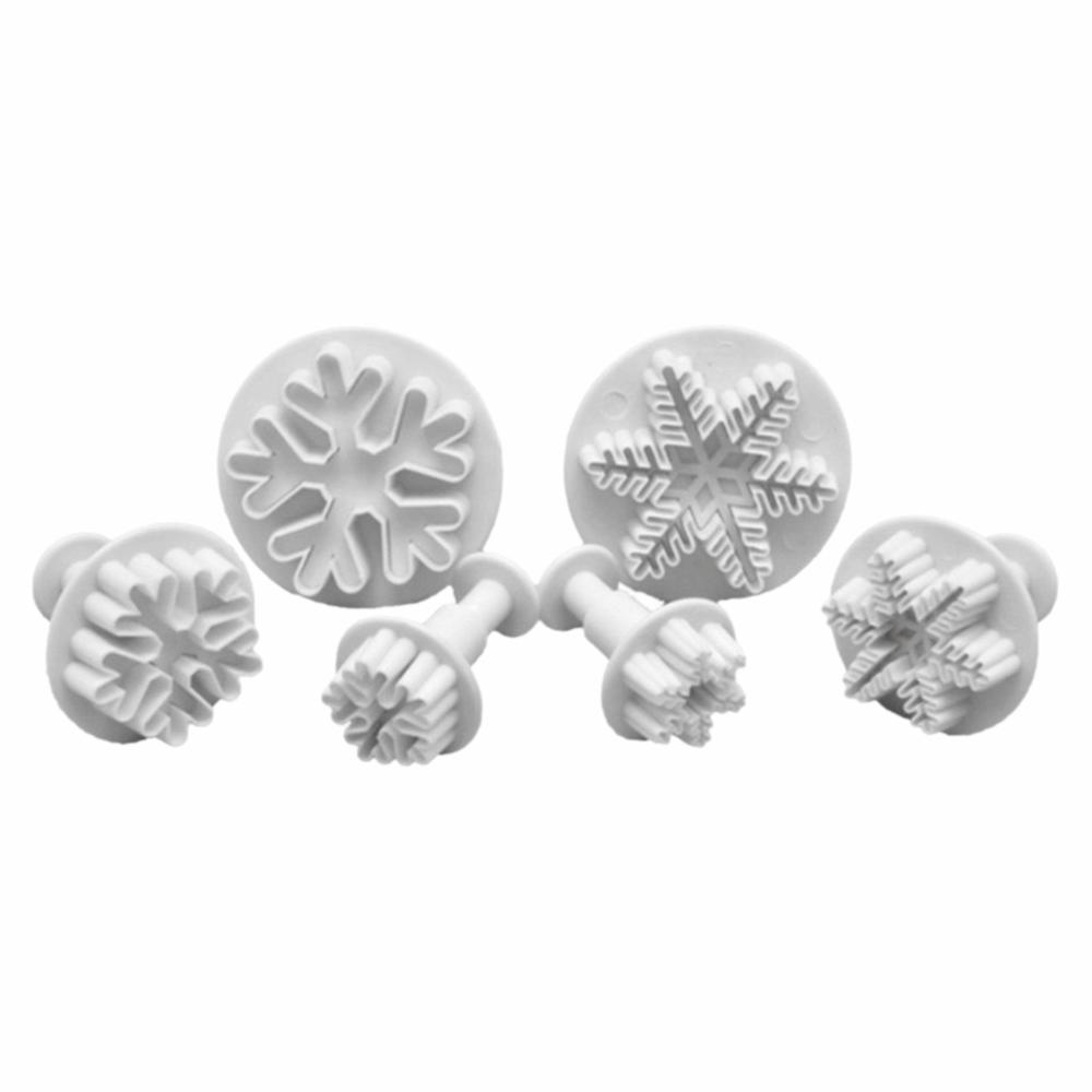 6pcs White Fondant Plunger Cutters Food Grade Plastic Cookie Embossing Tools Cookie Crafting