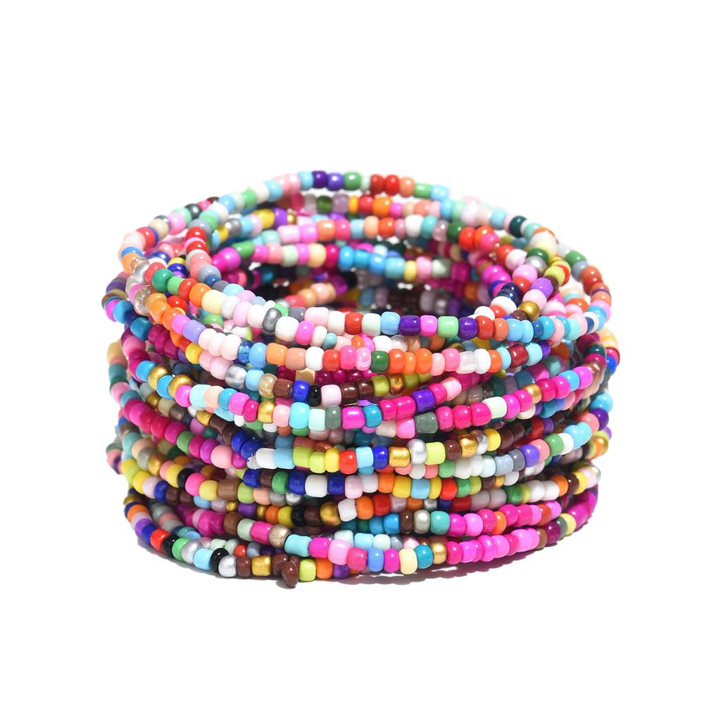 Geometric design women's multi-layer bracelet, versatile style string, colored rice beads, high-end bracelet, jewelry.