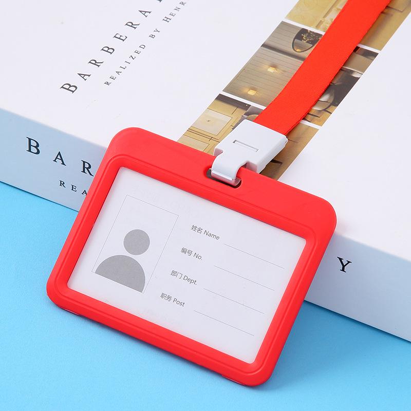 Double-Sided Transparent ID Card Holder Lanyard for Work, Student, Bus, or Badge Cards