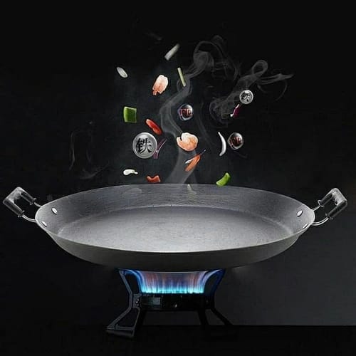 Farigrut Nanbu Ironware Extra Large Iron Pot, Uncoated, for Gyoza, Yakiniku, Frying Pan, Okonomiyaki, Iron Plate, BBQ, Round, Multi-Purpose, Durable,