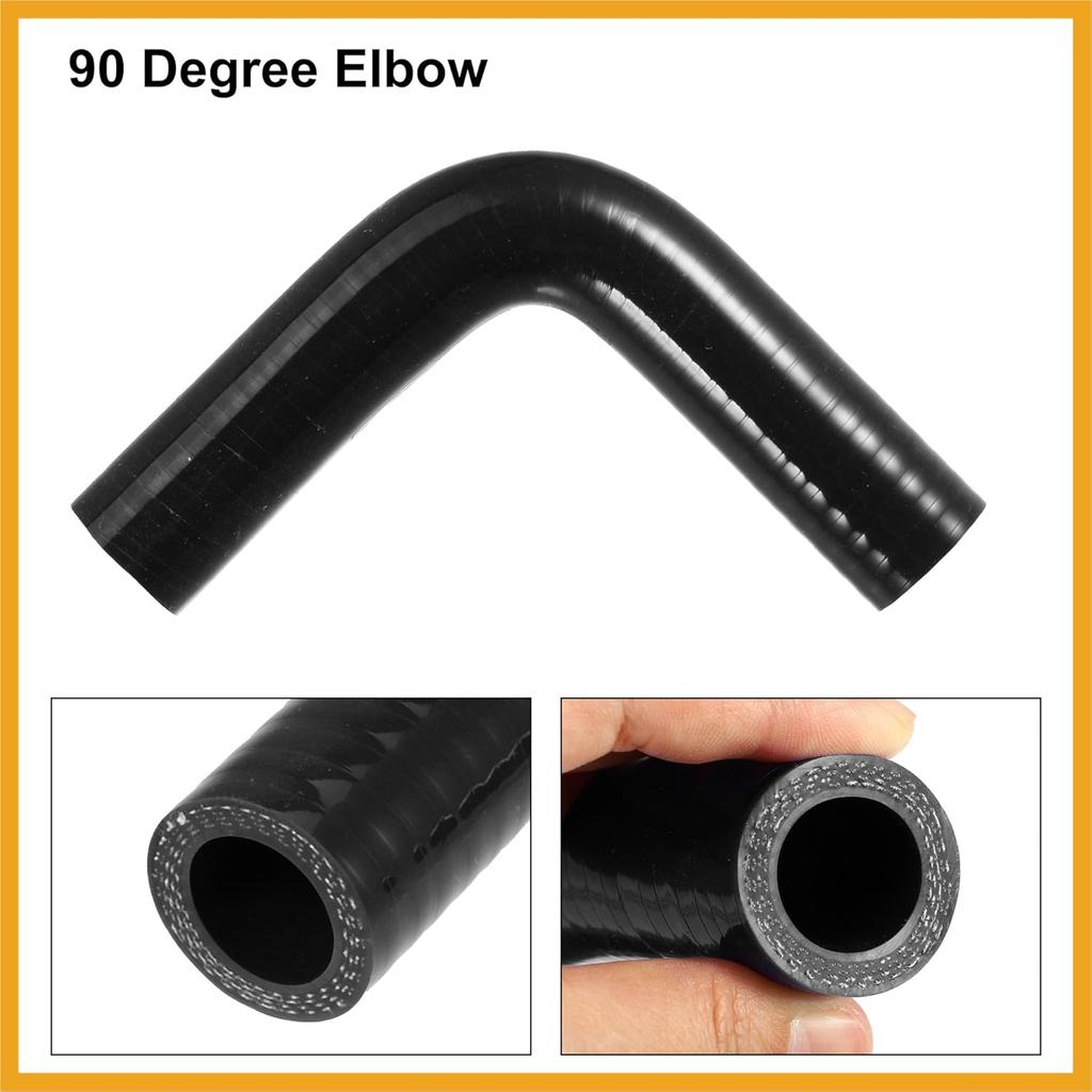 1 Set 19mm 0.75" ID 90 Degree Elbow Engine Silicone Hose Black Replacement