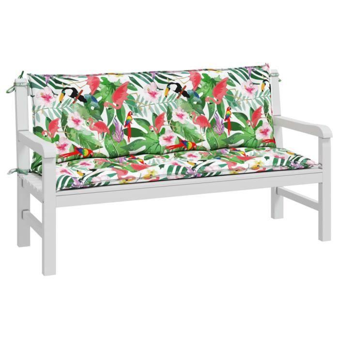 VidaXL Coussins de banc de jardin lot de 2 multicolore 150x50x7 cm 361711