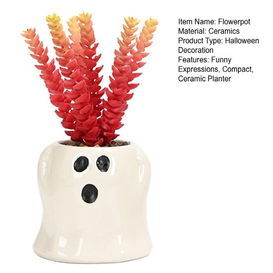 Ghost Planter Keramický roztomilý květináč duchů Halloween Ghost květináč s vtipnými výrazy Dárek pro milovníky sukulentů
