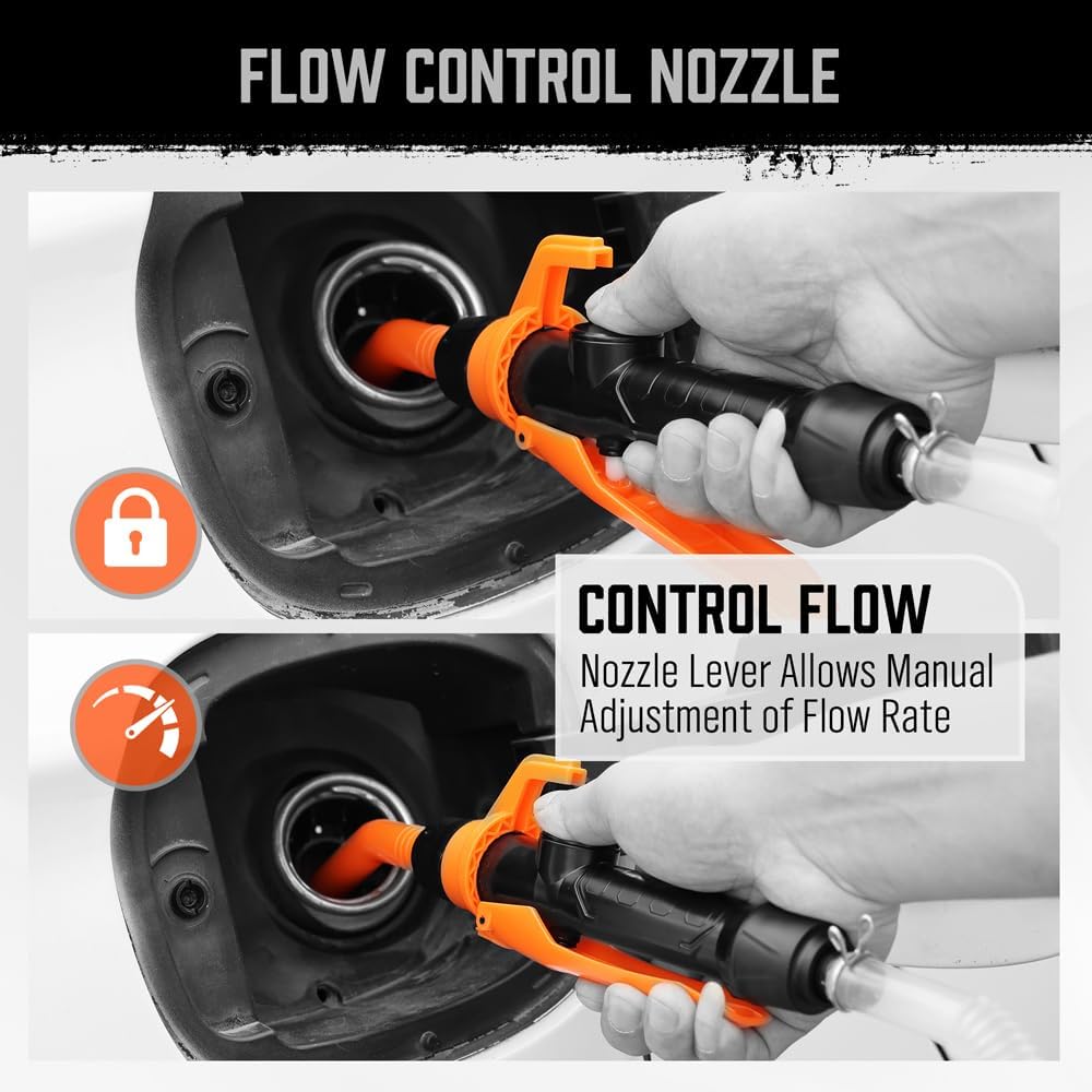 HORUSDY Electric Fuel Transfer Pump Battery Operated – 2.2 GPM Portable Siphon Pump with Flow Control, Dual Battery Option, for Gas, Diesel, Water,