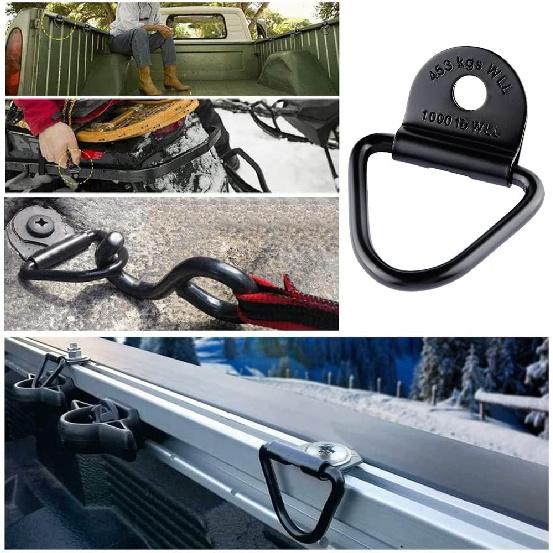4PCS V-Ring Truck Bed Tie Downs with Screw Fitting Set,Heavy Duty Trailer Tie Down Anchor with 1000 Lbs Capacity,Replacement for Truck Bed Hooks Fits