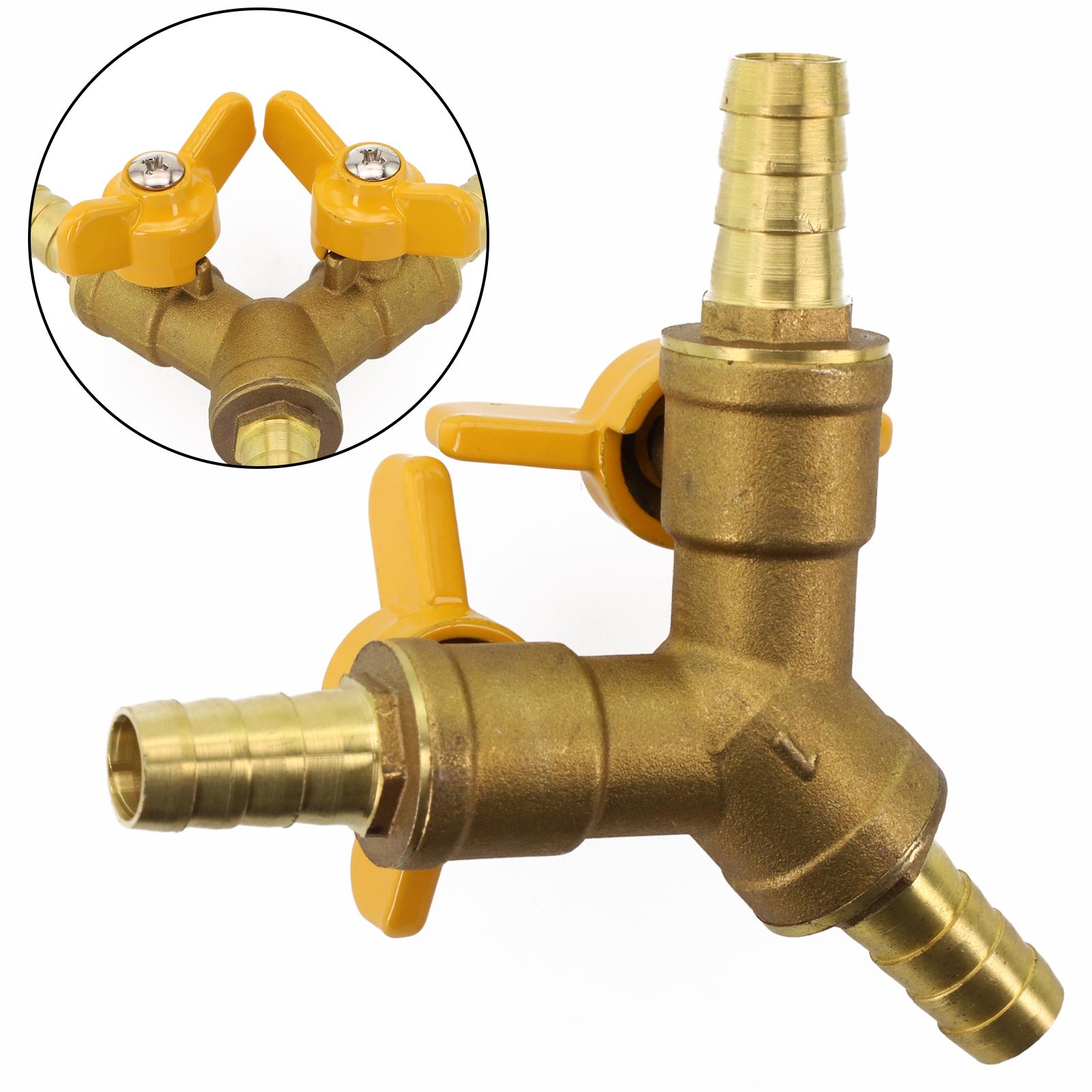 

3-Way Y-Shaped Shut-Off Ball Valve With 2-Switch 10mm Hose Brass Pipe Fitting Connector Adapter For Fuel Gas Water Oil Air 1pc
