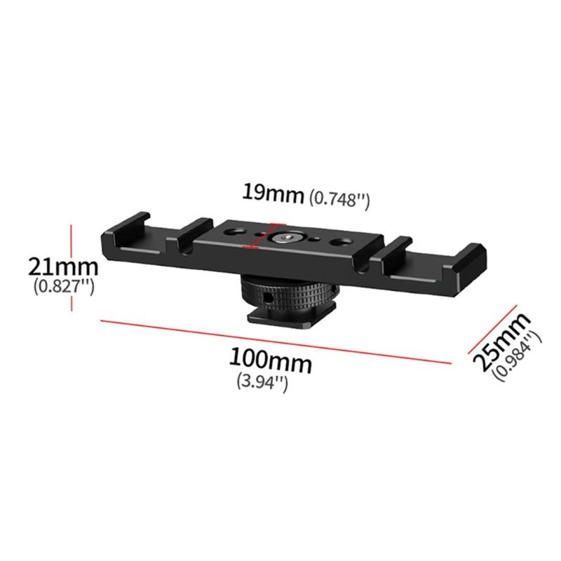 Double Cold Shoe Mount Extension Bar Aluminum Brackets for DSLR Camera Accessories Microphone LED Light Mounting