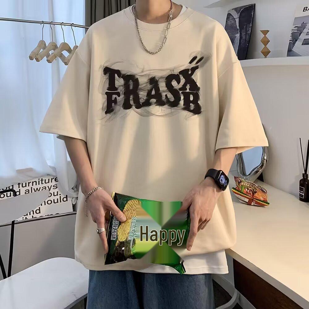 Men's Summer Trendy American-European Loose Fit Graphic T-Shirt, Plus Size Available