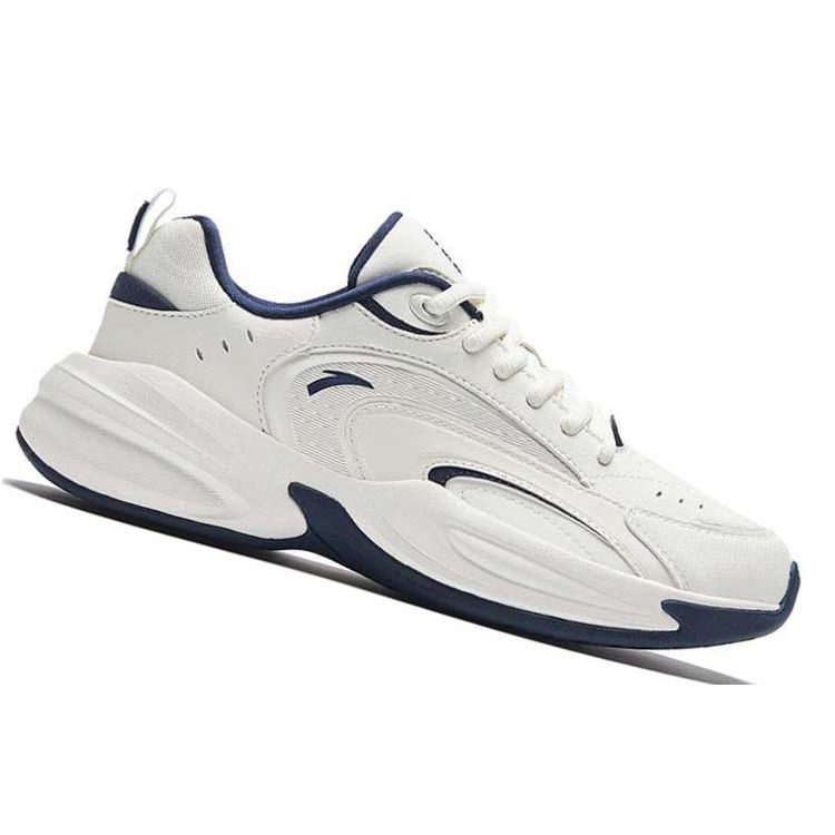 Anta Ace Fabric Retro Durable Low-Top Dad Shoes Women sneaker White Blue 922338802-1