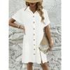 BITCED Fashion Summer Spring Solid Color Print Short Sleeve POLO-Neck Casual Dresses Unique Design