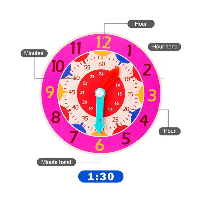 Kids Montessori Wooden Clock Toys Hour Minute Second Cognition Time Learning Teaching Aids Educational Toys for Children