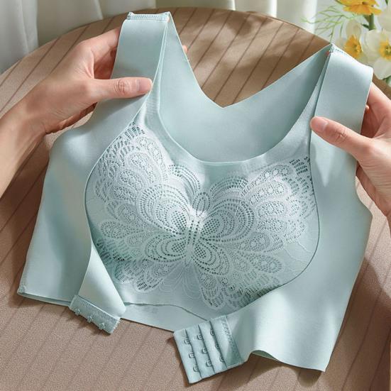 Women Traceless Bra with Chest Pad No Steel Ring Underwear Non-slip Adjustable Wide Strap Back Posture Adjustment Vest Style Bra