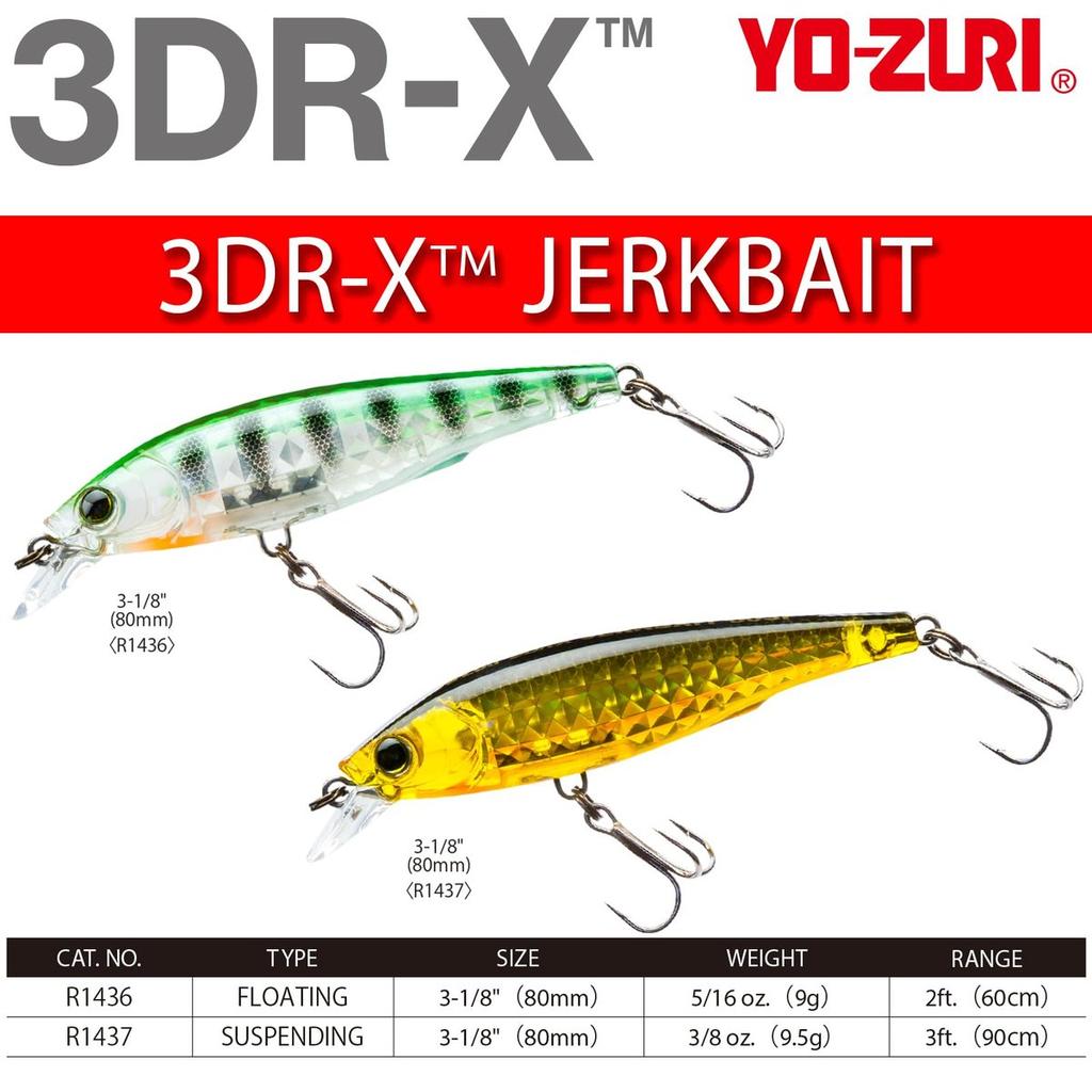 YO-ZURI 3DR-X Jerkbait Floating Fishing Lure 80mm 9g Sunset Shad Bass Fishing Bait with 3D Prism Scale