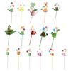 Metal Garden Stake Watering Pot Shape Bee Butterfly Cow Bunny Flowers