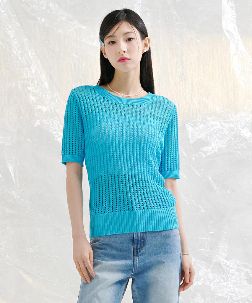 CHASECULT Women'S Scalloped Knit Short Sleeve Sweater-Cbpg5692D0D