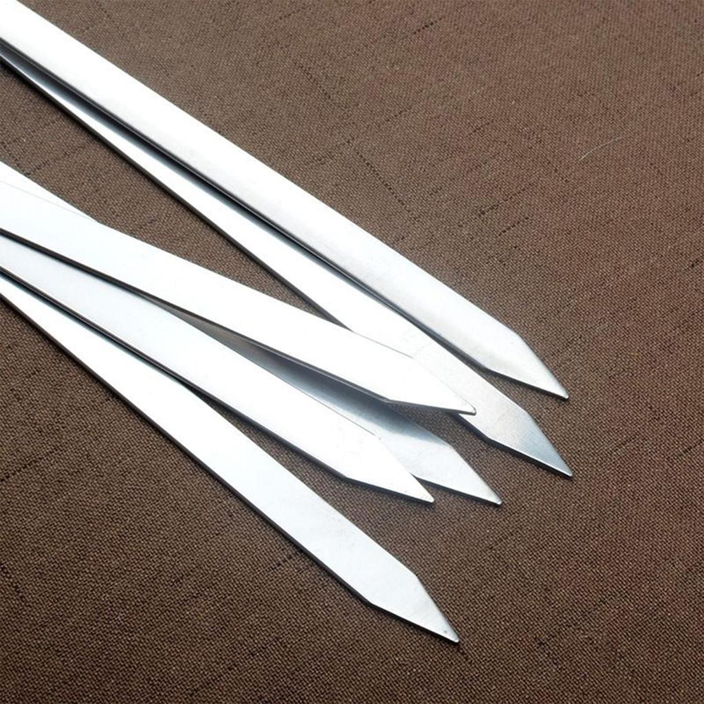 Grill Skewers Grilling Bbq Skewers 6 Pieces Stainless Steel Long Reusable Flat Bbq Tools For Camping Vegetable Cooking Skewering