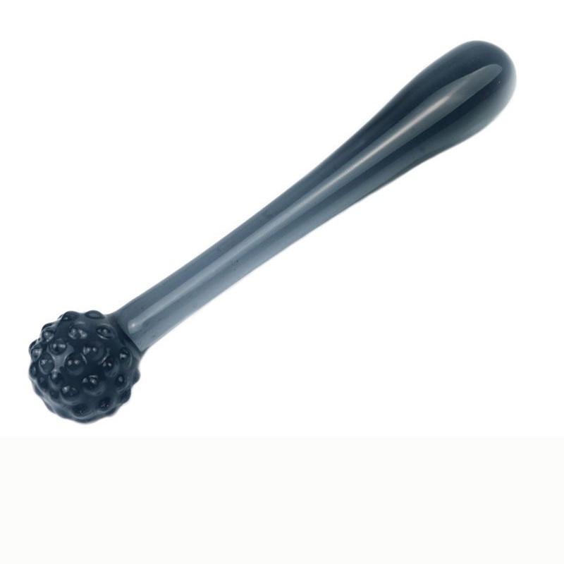 Black Granules Glass Anal Double Dildo Butt Plug Sex Toy Couples Glass Dildos