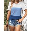Modisches Damen Rundhals Kurzarm 3D Gestreift Farbprint Gestreiftes Kurzarm Rundhals T-Shirt