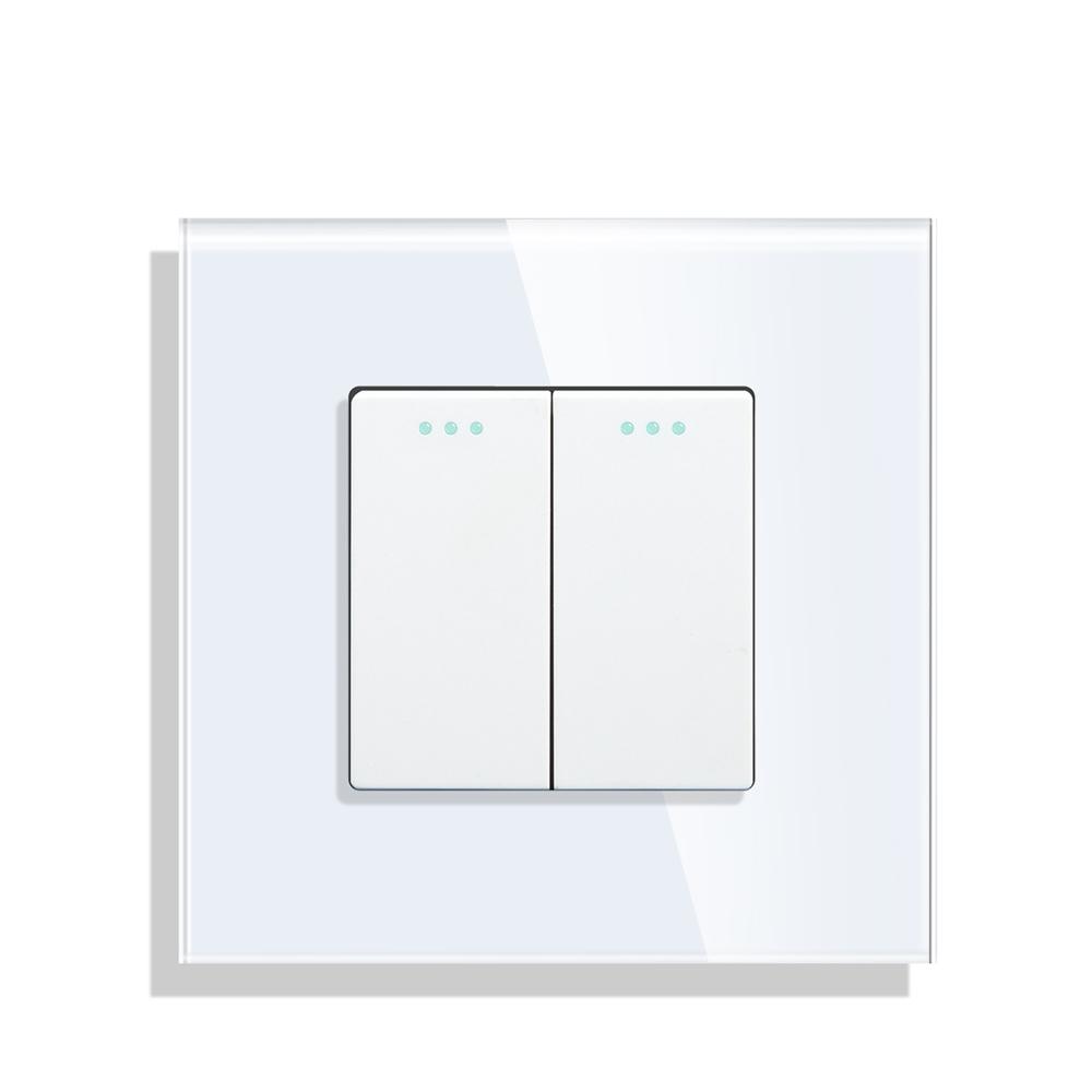 JIMEIDA Retail EU UK Switch Smart Wall Switch 86 Type 2Gang 2way Smart Home Use Wall Push Button Switch for Home (White,86*86&Eu Standard) белый