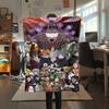1Pc Cartoon Print Flannel Blanket, High Quality Comfortable for All Seasons, Home Decor, Warmth and Comfort, Perfect for Christmas Birthday Gift